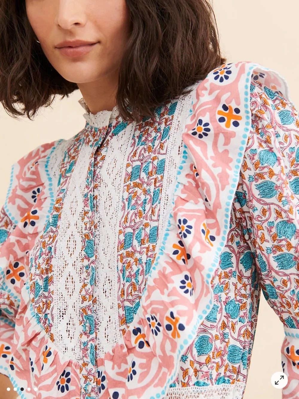 Nuuly x Place Nationale Flounce Trim Colorful Boho Ruffle Romper